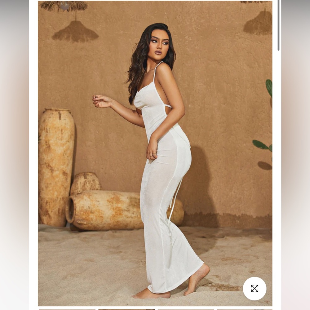 Egypt Backless Maxi Dress In White by Mews Mews Fashion